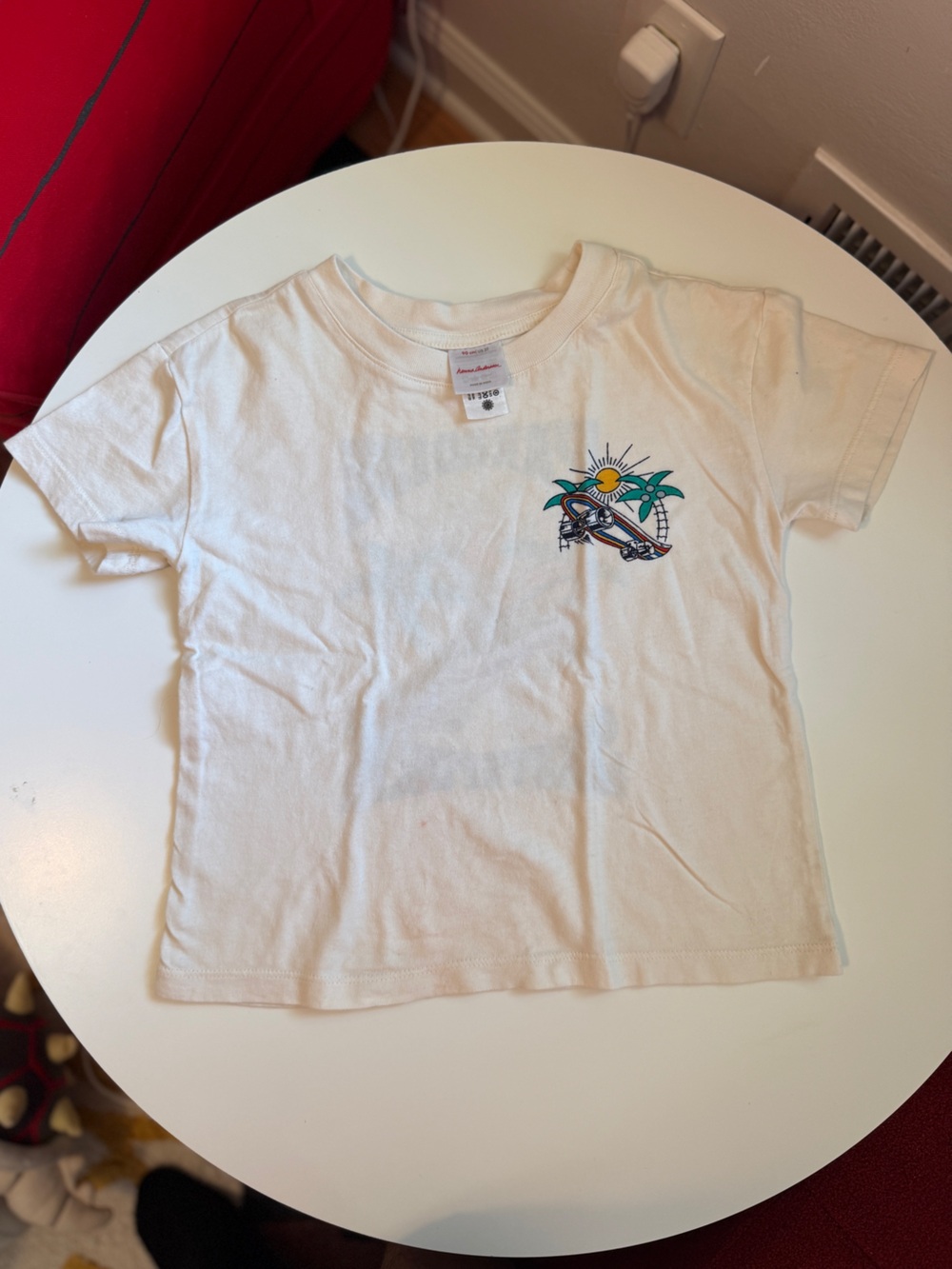Hanna Andersson White Cotton Tee with Skateboard& Sun Graphic 3T